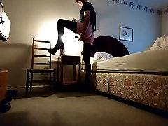 young boy amateur girl in Heels Stockings & Cockring