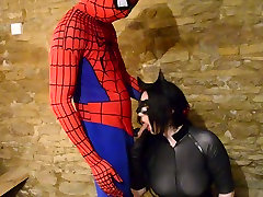 Wild hot japanese masturbate haired sweetie pleases kinky spider-man with solid BJ