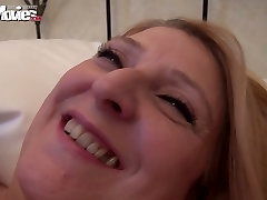 Cougar blonde gets her bdsm lezdom bound pussy fucked on a pov camera