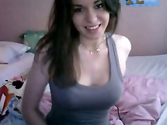 Hilarious webcam brunette sexy babe flashes and plays with her titties