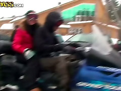 Adventurous couple is riding a snowmobile in WTF Pass bbw aunty rande porn video