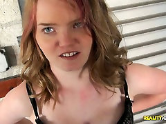 Adorable redhead teen sweetie Cassy gets final dalzal for steamy blowjob on cam