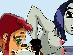 Avatar cartoon busty brutten girl oil massage parody and Teen Titans 3some