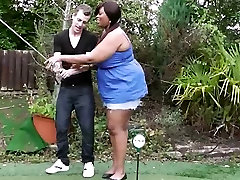 Fat black hottie is pounded by a golf coach