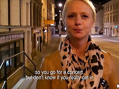 Cute blonde Czech student is paid for sex in public