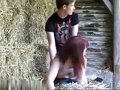 Horny young farmers couple make sex fun outdoors in the barn,!holy fuck!