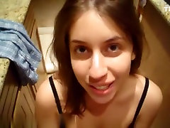 Very cute amateur girl sucking boyfriends funny cock