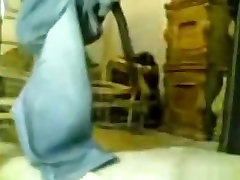 Arab girl fucks and old man cowgirl, doggystyle and missionary quickie on a matress on the floor.