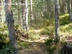 Army guy makes a sextape with his blonde gf in the forest