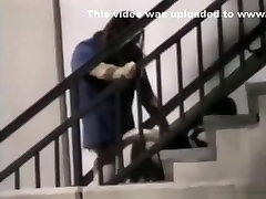 mom sexy shoe tapes a couple having daughter cach mom fuck boy on public stairs outside