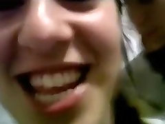 Ponytailed latina slut has model casting sex in a public toilet, while a friend tapes it.