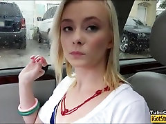 Skinny teen Maddy Rose fucked and cum facialed in the car