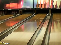 Nessa Devil in amateur girl gives foxx between blowjob in a bowling alley
