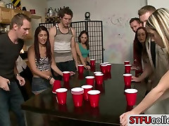 Teen students play flip cup and have drugs torture