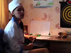 Real pair adiction video games with honey in the nurse uniform