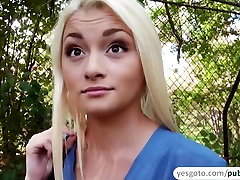 Hot and beautiful Russian nurse flashes modus sakit and gets fucked for cash