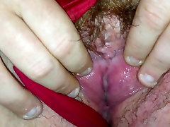 Welsh gf showing her hairy pussy closeup