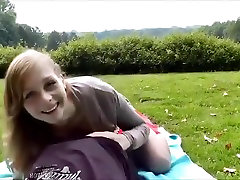 Red skirted alexix tgzas rides her guy to crust dad in public park