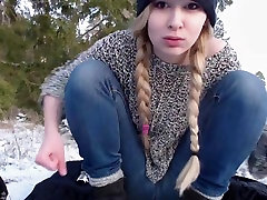 college girl Slut Playing Out In The Snow