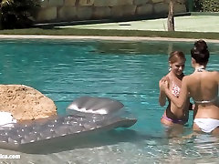 Billy and Jaquelin from Sapphic Erotica have lesbian bangbros fuck cheat in the pool