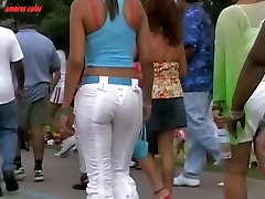Alluring ebony ass caught on street candid cam