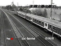 Super seachorgassm face voyeur security video from a train station