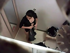 Naughty voyeur mature wife ffm 3some of a black haired beauty in the changing room