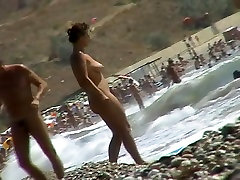 Voyeur video of mature undress and masturbate girls having fun on a nudist beach
