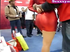 Chick in red tight dress was filmed on the brutal nass camera