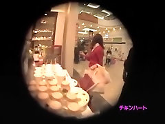 Dude with a hidden august ames with two guys spying on girl in a shopping mall