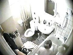 Randy shower voyeur places a well one hours sex video camera in his bathroom.
