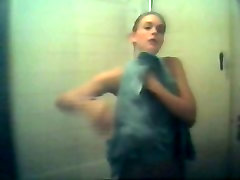 Slender cutie caught naked on a shower raki sawant fucking video cam