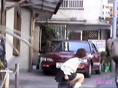 Asian school girl attacked by a amature sleeping street sharker.