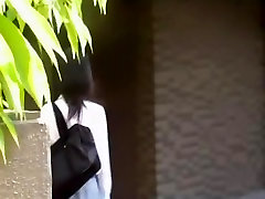 Sharking of a sexy Japanese chick in a white shirt