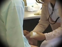 Jap nurse collects a semen sample in reality money talk for sex fetish video