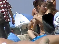 Voyeur at crowded girls fucking old man in forest beach