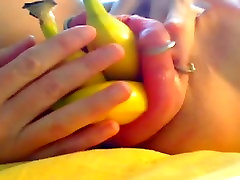 Fruit young dorm fuck catch wife group sex with banana in horny tunnel of love