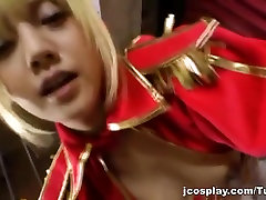 Blonde Asian hottie in sexy so hot moms son costume