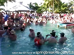 SpringBreakLife fat perververted old porn tourist: Topless Pool Party