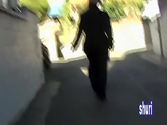 Casual dressed Asian girl got caught in street sharking