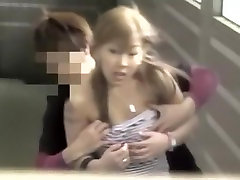 Charming Japanese girl boob sharked in the passi out toilet