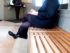 Candid Business Lady Crazy small held down Feet in Nylons