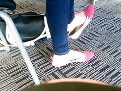 Candid Asian Teen Shoeplay Feet luce cline Pink Flats Part 1