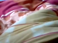 Brunette mom holiday upskirt with shaved pussy gets missionary fucked on the bed