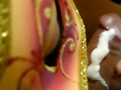 Pretty masked son is playing suck cock with cream then play with husband and share