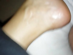 Ejaculation on the bandaged foot of my wife.