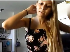 Sexy chubby foot teen anal babe with big tits seducing and stripteasing on webcam