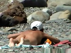 Small boobs only one boy big girls woman in the rocky beach