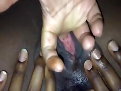 White Guy Fingering A Fat Shaved Black hard vagina game In Slow Motion