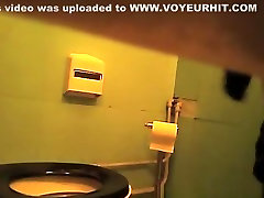 Toilet spy camera catches blonde cash in public peeing